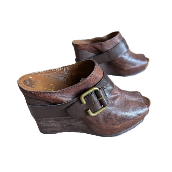 franco sarto the artists collection leather wood wedge heel  size 10 - Picture 1 of 9